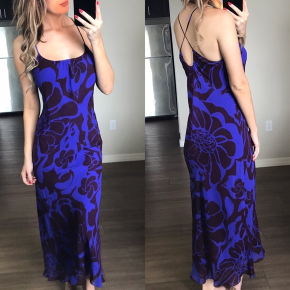 Vince Floral Blue & Purple Maxi DressSmall - Picture 2 of 4